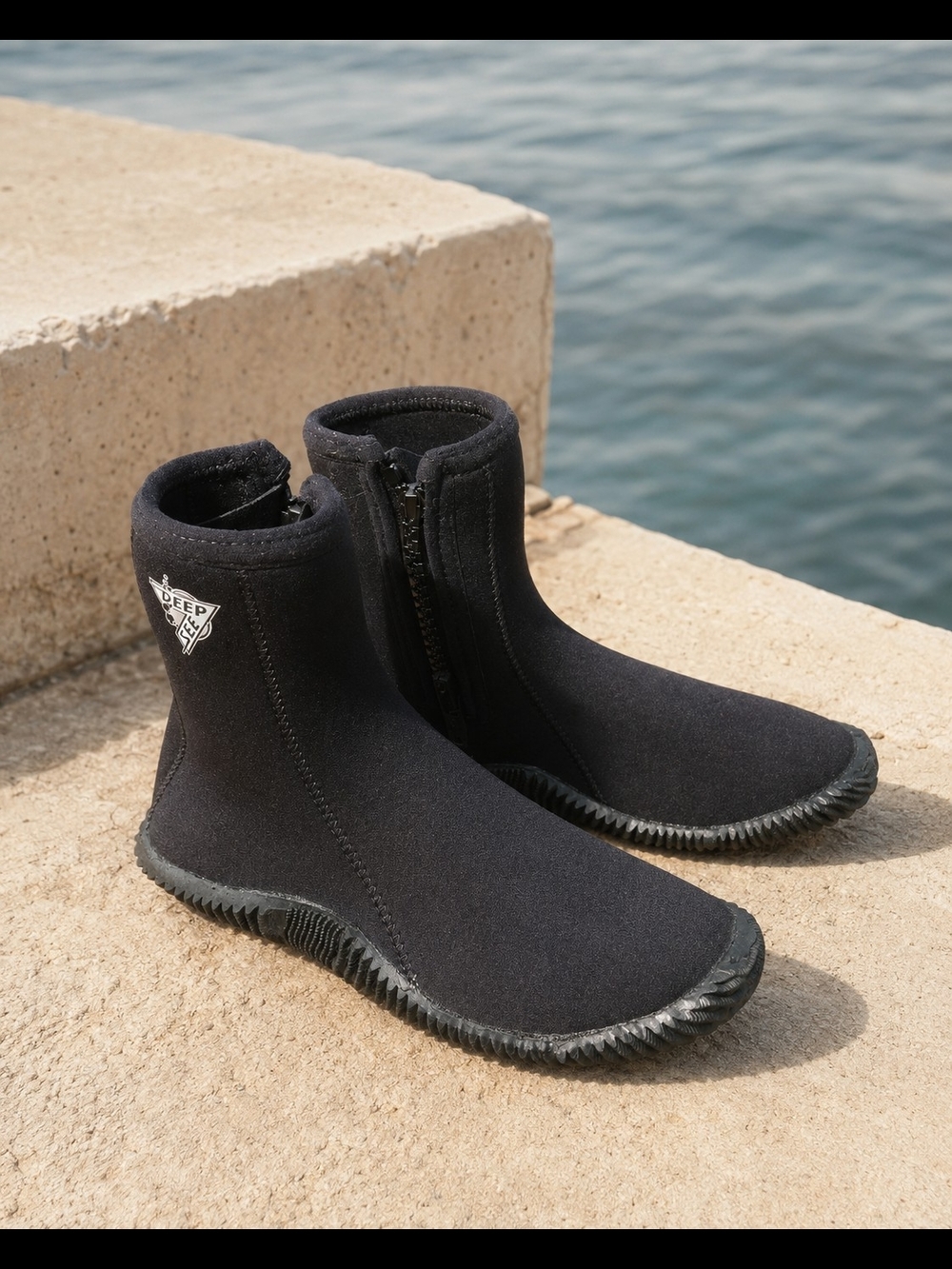 Deep See Neoprene Water Dive Boots Black Men's Size 10 Zip Ankle Shoes New
